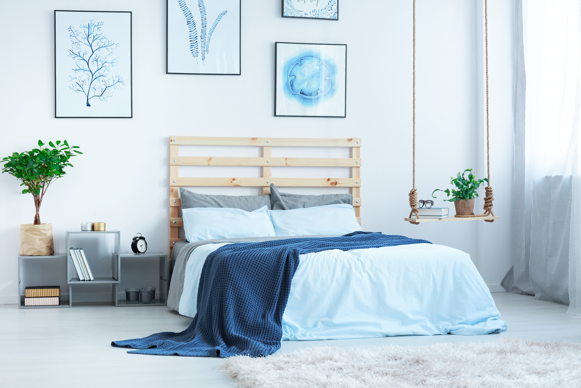 blue theme bedroom