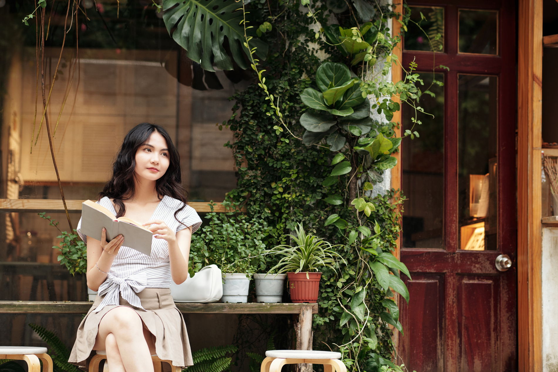 woman reading a book