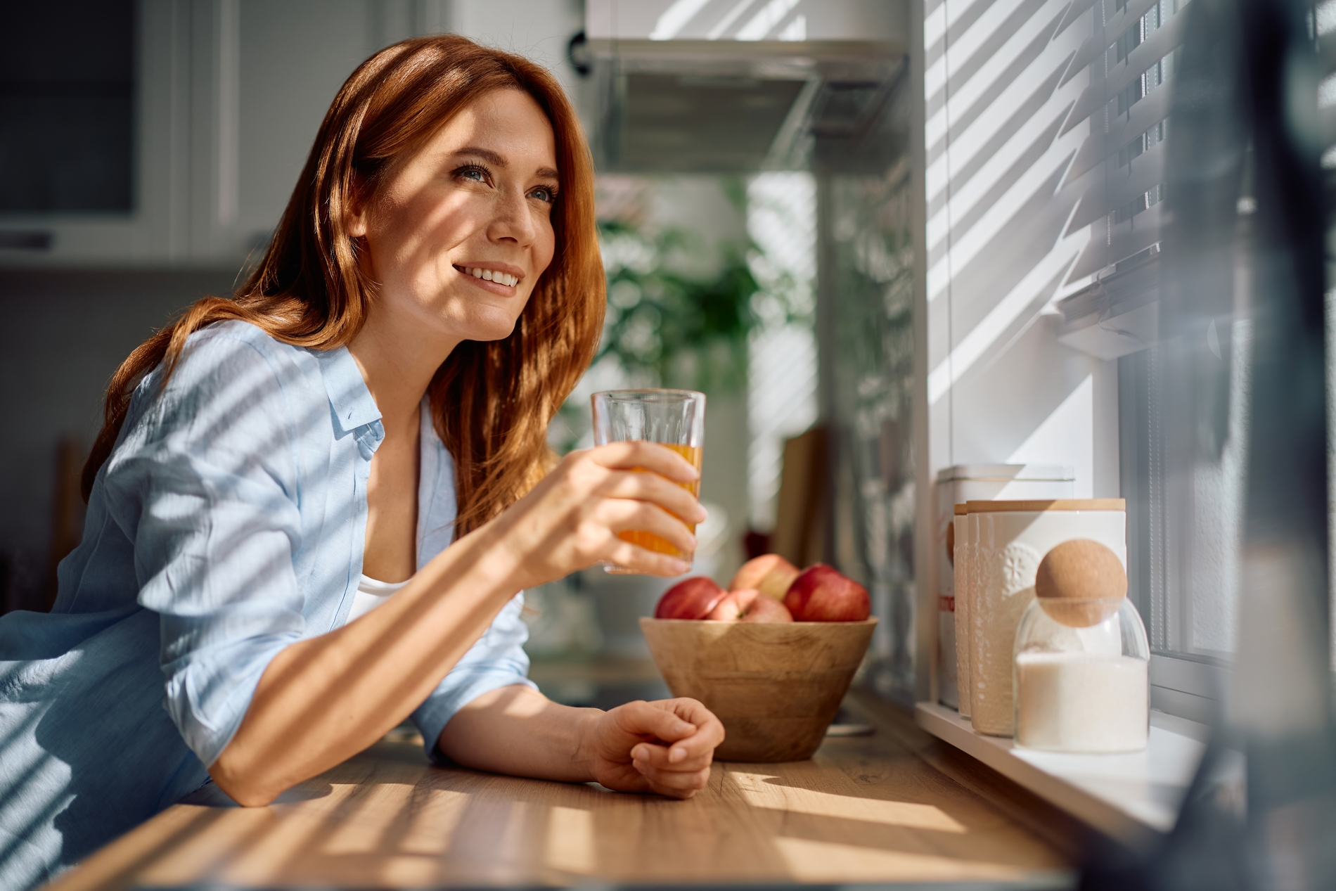 Woman drinking juice