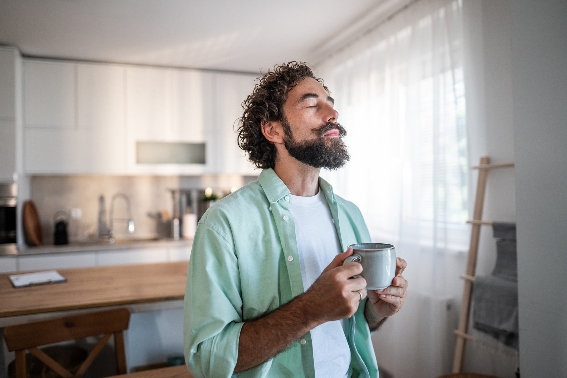 Man drinking coffee
